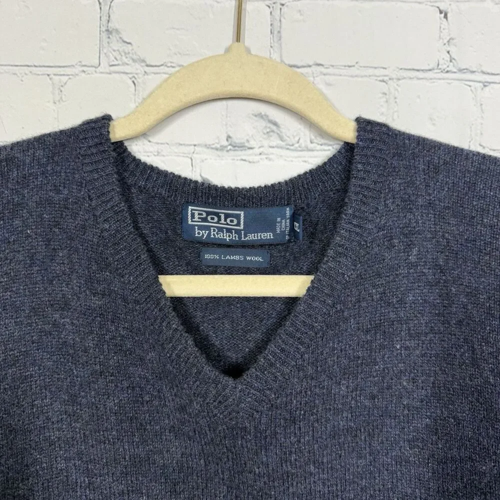 Polo Ralph Lauren 100% Lambswool V Neck Sweater Men XXL Quiet Luxury Old Money
